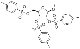 METHYL-2,3,5-TRI-O-(4-TOLYLSULPHONYL)-BETA-D-RIBOFURANOSIDE Struktur