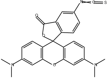 3',6'-Bis(dimethylamino)-5-(isothiocyanato)spiro[isobenzofuran-1(3H),9'-[9H]xanthen]-3-one Struktur