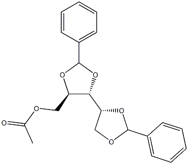 2-O,3-O:4-O,5-O-Dibenzylidene-D-arabinitol acetate Struktur