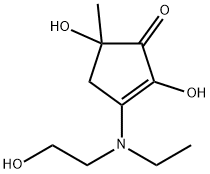 2-Cyclopenten-1-one, 3-[ethyl(2-hydroxyethyl)amino]-2,5-dihydroxy-5-methyl- (9CI) Struktur