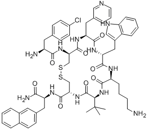 H-P-CHLORO-PHE-D-CYS-BETA-(3-PYRIDYL)-ALA-D-TRP-LYS-TBU-GLY-CYS-2-NAL-NH2 Struktur