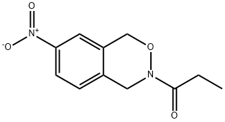 3,4-Dihydro-7-nitro-3-(1-oxopropyl)-1H-2,3-benzoxazine Struktur