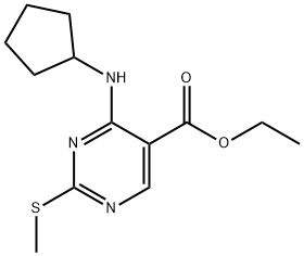 4-CYCLOPENTYLAMINO-2-METHYLSULFANYL-PYRIMIDINE-5-CARBOXYLIC ACID ETHYL ESTER Structure