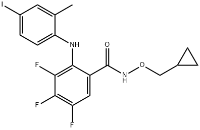 N-(CYCLOPROPYLMETHOXY)-3,4,5-TRIFLUORO-2-[(4-IODO-2-METHYLPHENYL)AMINO]-BENZAMIDE Struktur