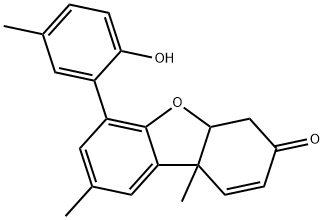 4a,9b-Dihydro-6-(2-hydroxy-5-methylphenyl)-8,9b-dimethyldibenzofuran-3(4H)-one Struktur