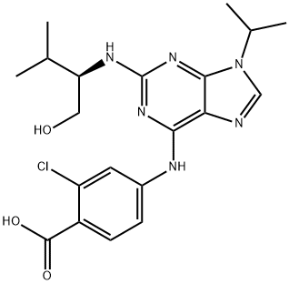 (2R)-2-[[6-[(3-CHLORO-4-CARBOXYPHENYL)AMINO]-9-(1-METHYLETHYL)-9H-PURIN-2-YL]AMINO]-3-METHYL-1-BUTANOL Structure