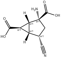 Bicyclo[3.1.0]hexane-2,6-dicarboxylic acid, 2-amino-4-cyano-, Struktur