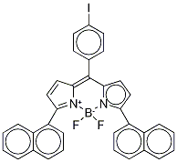 4,4-Difluoro-8-(4’-iodophenyl)-1,7-bis-(1’-napthyl)-4-bora-3α,4α-diaza-s-indacene Struktur