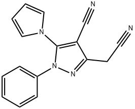 3-(cyanomethyl)-1-phenyl-5-(1H-pyrrol-1-yl)-1H-pyrazole-4-carbonitrile Struktur