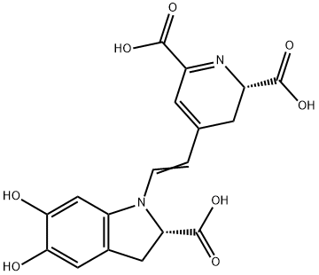 2,6-Pyridinedicarboxylic acid,4-(2-(2-carboxy-2,3-dihydro-5,6-dihydroxy-1H-indol-1-yl)ethenyl)-2,3-dihydro-, (S-(R*,R))- Struktur