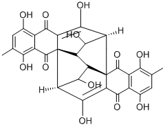 Rugulosin, 8,8'-dihydroxy-, (1S,1'S,2R,2'R,3S,3'S,9aR,9'aR)- Struktur