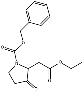 2-Pyrrolidineacetic acid, 3-oxo-1-[(phenylmethoxy)carbonyl]-, ethyl ester Struktur