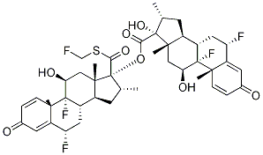 (6α,11β,16α,17α)-6,9-difluoro-11,17-dihydroxy-16-Methyl-3-oxo-Androsta-1,4-diene-17-carboxylic Acid (6α,11β,16α,17α)-6,9-difluoro-17-[[(fluoroMethyl)thio]carbonyl]-11-hydroxy-16-Methyl-3-oxoandrosta-1,4-dien-17-yl Ester Struktur