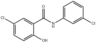 5-chloro-N-(3-chlorophenyl)-2-hydroxy-benzamide Struktur