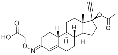 3-(o-Carboxymethyl)-17beta-acetoxy-17alpha-ethynyl-19-norandrost-4-en- 3-one oxime Struktur