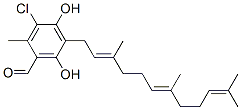 3-Chloro-4,6-dihydroxy-2-methyl-5-[(2E,6E)-3,7,11-trimethyl-2,6,10-dodecatrienyl]benzaldehyde Struktur