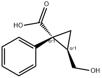 trans-2-(Hydroxymethyl)-1-phenylcyclopropanecarboxylic acid Struktur