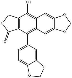 5-(1,3-Benzodioxol-5-yl)-9-hydroxyfuro[3',4':6,7]naphtho[2,3-d]-1,3-dioxol-6(8H)-one Struktur