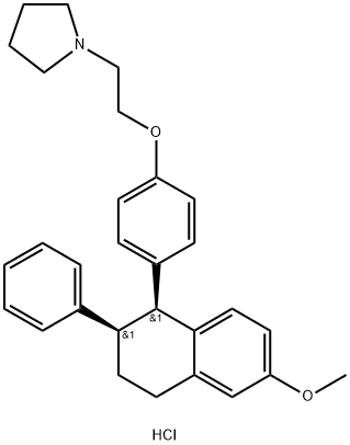 cis-1-[2-[4-(1,2,3,4-tetrahydro-6-Methoxy-2-phenyl-1-naphthalenyl)phenoxy]ethyl]-pyrrolidine HCl Struktur