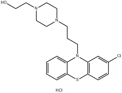 4-[3-(2-chloro-10H-phenothiazin-10-yl)propyl]piperazine-1-ethanol hydrochloride Struktur