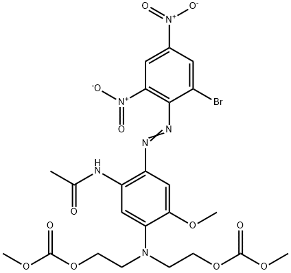 methyl 7-[5-acetamido-4-[(2-bromo-4,6-dinitrophenyl)azo]-2-methoxyphenyl]-3-oxo-2,4,10-trioxa-7-azaundecan-11-oate  Struktur