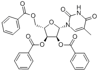 5-METHYL-1-(2'', 3'', 5''-TRI-O-BENZOYL-β-L-RIBOFURANOSYL)URACIL Struktur