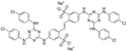 disodium 4,4'-bis[[4,6-bis(p-chloroanilino)-1,3,5-triazin-2-yl]amino]stilbene-2,2'-disulphonate  Struktur