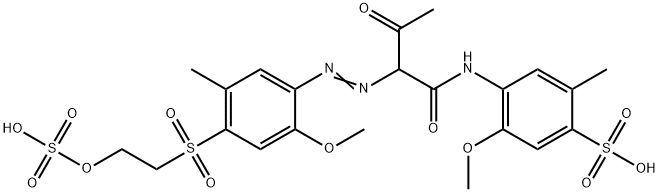 5-Methoxy-4-[[2-[[2-methoxy-5-methyl-4-[[2-(sulfooxy)ethyl]sulfonyl]phenyl]azo]-1,3-dioxobutyl]amino]-2-methylbenzenesulfonic acid Struktur