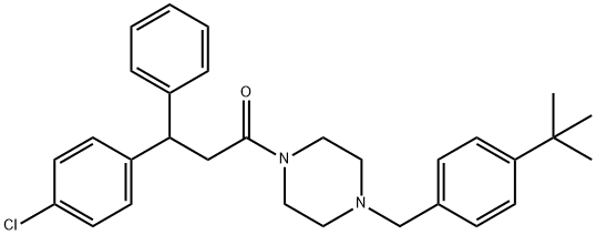 1-[4-(p-tert-Butylbenzyl)-1-piperazinyl]-3-(p-chlorophenyl)-3-phenyl-1-propanone Struktur