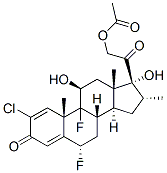 2-chloro-6alpha,9-difluoro-11beta,17,21-trihydroxy-16alpha-methylpregna-1,4-diene-3,20-dione 21-acetate  Struktur