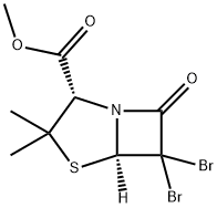 methyl (2S-cis)-6,6-dibromo-3,3-dimethyl-7-oxo-4-thia-1-azabicyclo[3.2.0]heptane-2-carboxylate  Struktur