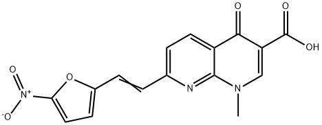 1-methyl-7-(2-(5-nitro-2-furyl)vinyl)-4-oxo-1,4-dihydro-1,8-naphthyridine-3-carboxylate Struktur