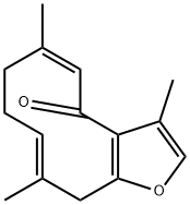 (5Z,10E)-8,11-Dihydro-3,6,10-trimethylcyclodeca[b]furan-4(7H)-one Struktur