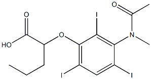 2-[3-(N-Methylacetylamino)-2,4,6-triiodophenoxy]valeric acid Struktur