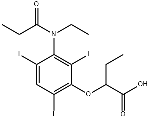 2-[3-(N-Ethylpropionylamino)-2,4,6-triiodophenoxy]butyric acid Struktur