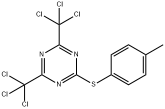 2-[(4-Methylphenyl)thio]-4,6-bis(trichloromethyl)-1,3,5-triazine Struktur