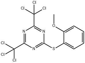 2-[(2-Methoxyphenyl)thio]-4,6-bis(trichloromethyl)-1,3,5-triazine Struktur