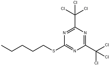 2-(Pentylthio)-4,6-bis(trichloromethyl)-1,3,5-triazine Struktur