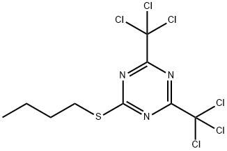 2-(Butylthio)-4,6-bis(trichloromethyl)-1,3,5-triazine Struktur