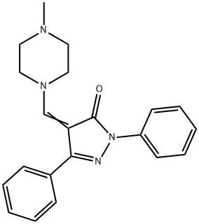 4-[(4-Methyl-1-piperazinyl)methylene]-1,3-diphenyl-2-pyrazolin-5-one Struktur