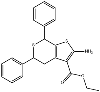 2-AMINO-5,7-DIPHENYL-4,7-DIHYDRO-5H-THIENO[2,3-C]THIOPYRAN-3-CARBOXYLIC ACID EHYL ESTER Struktur