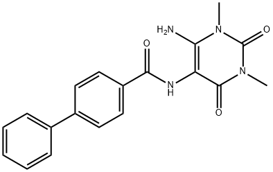 [1,1-Biphenyl]-4-carboxamide,  N-(6-amino-1,2,3,4-tetrahydro-1,3-dimethyl-2,4-dioxo-5-pyrimidinyl)- Struktur