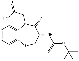 (S)-3-BOC-AMINO-5-(CARBOXYMETHYL)-2,3-DIHYDRO-1,5-BENZOTHIAZEPIN-4(5H)-ONE Struktur