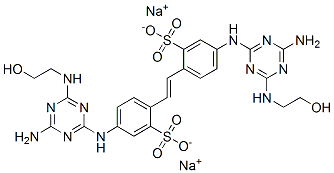 disodium 4,4'-bis[[4-amino-6-[(2-hydroxyethyl)amino]-1,3,5-triazin-2-yl]amino]stilbene-2,2'-disulphonate  Struktur