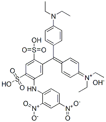 diethyl[4-[[4-(diethylamino)phenyl][5-[(2,4-dinitrophenyl)amino]-2,4-disulphophenyl]methylene]-2,5-cyclohexadien-1-ylidene]ammonium hydroxide  Struktur