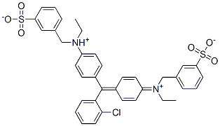 [4-[(2-chlorophenyl)[4-[ethyl[(3-sulphonatophenyl)methyl]ammonio]phenyl]methylene]cyclohexa-2,5-dien-1-ylidene](ethyl)(3-sulphonatobenzyl)ammonium  Struktur