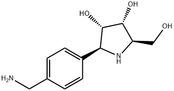 3,4-Pyrrolidinediol, 2-4-(aminomethyl)phenyl-5-(hydroxymethyl)-, (2S,3S,4R,5R)- Struktur