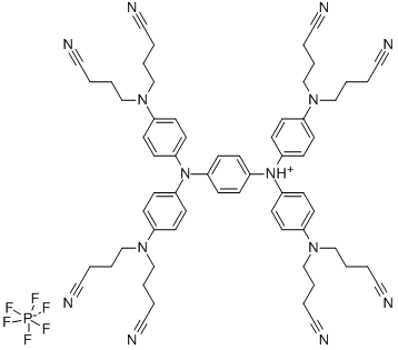 N,N,N'',N''-TETRAKIS[4-BIS(3-CYANOPROPYL)AMINOPHENYL]-P-PHENYLENEDIAMINIUM HEXAFLUOROPHOSPHATE Struktur