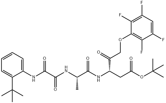 Pentanoic acid, 3-[[(2S)-2-[[2-[[2-(1,1-diMethylethyl)phenyl]aMino]-2-oxoacetyl]aMino]-1-oxopropyl]aMino]-4-oxo-5-(2,3,5,6-tetrafluorophenoxy)-, 1,1-diMethylethyl ester, (3S)- Struktur