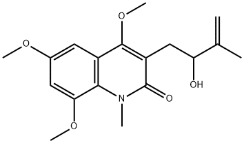 3-(2-Hydroxy-3-methyl-3-butenyl)-4,6,8-trimethoxy-1-methylquinolin-2(1H)-one Struktur